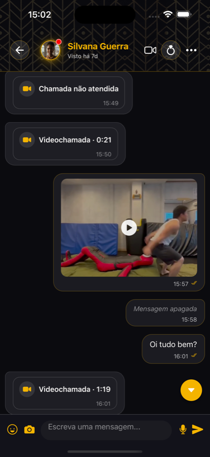 Ecrã de conversa no Placa do Amor